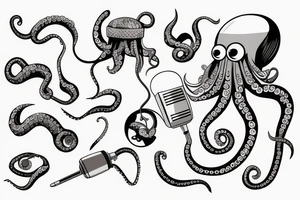 octopus with a microphone tattoo idea