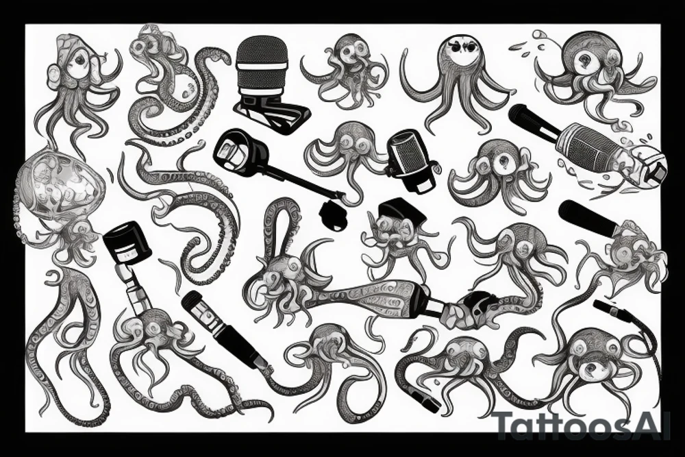 octopus with a microphone tattoo idea