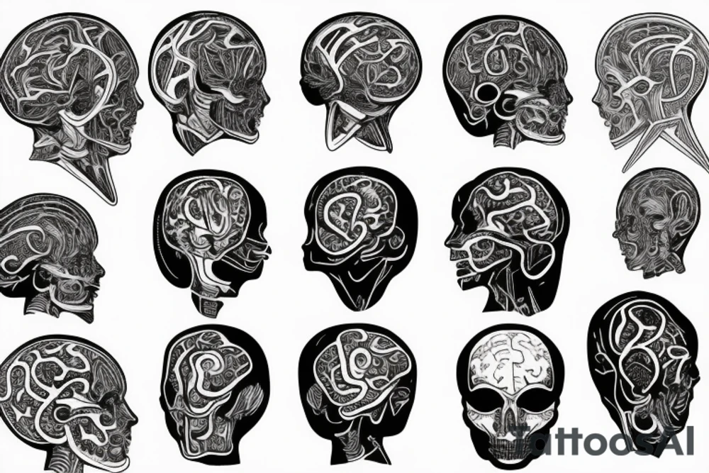 ai and human brains tattoo idea