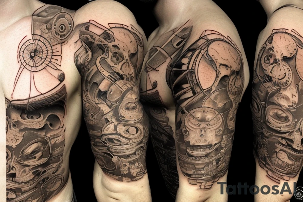 ai and human brains tattoo idea