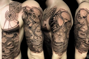 ai and human brains tattoo idea