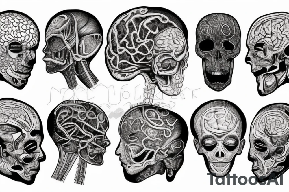 ai and human brains tattoo idea