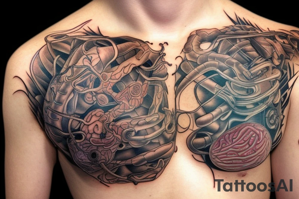 ai and human brains tattoo idea