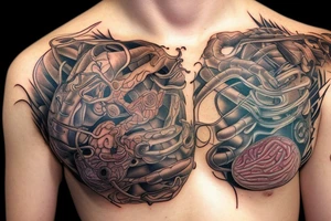 ai and human brains tattoo idea