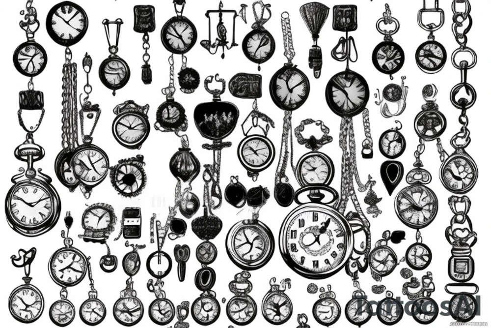 pocket watch chain tattoo idea