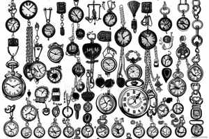 pocket watch chain tattoo idea