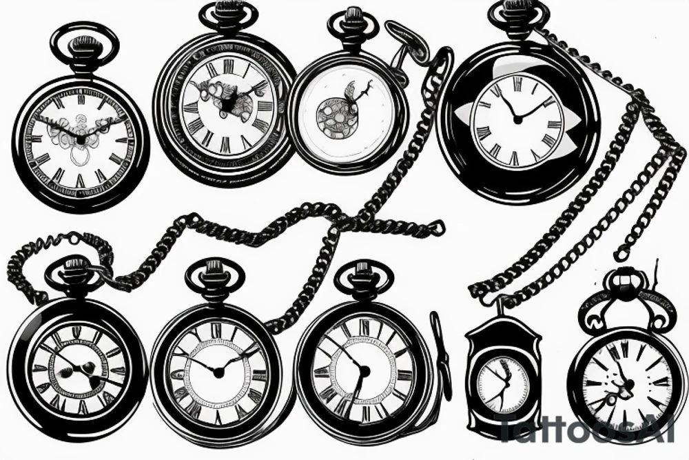 pocket watch chain tattoo idea