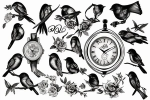 Bird carrying a watch tattoo idea