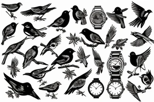 Bird carrying a watch tattoo idea