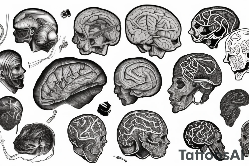 ai and human brains connected tattoo idea