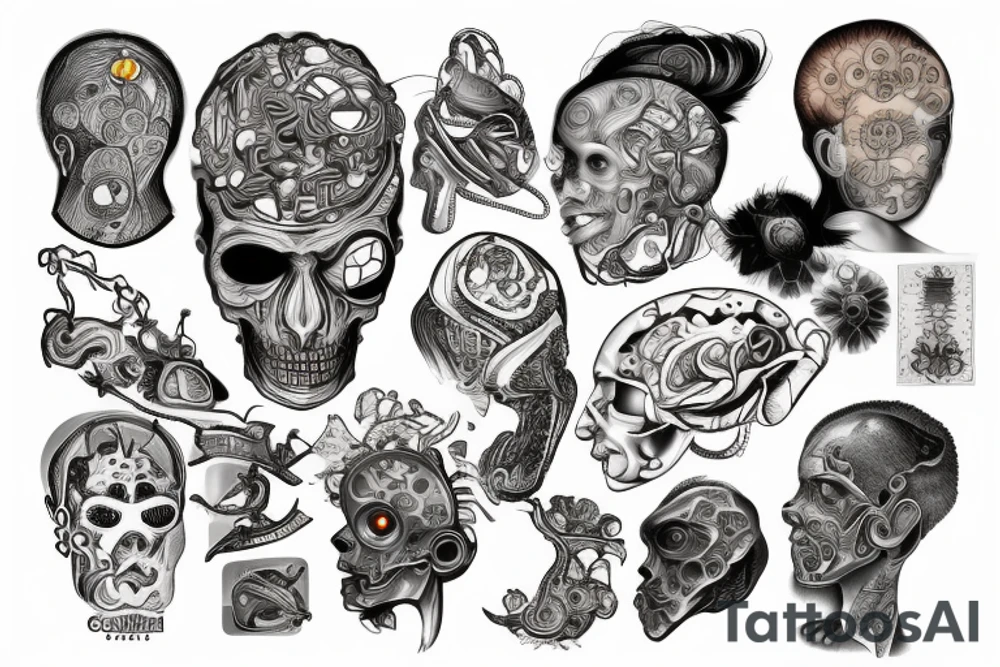 computer and human brains connected tattoo idea