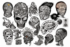 computer and human brains connected tattoo idea