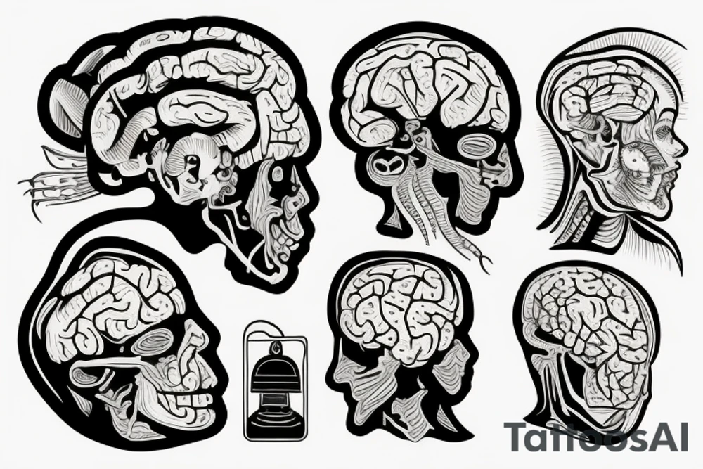 computer and human brains connected tattoo idea