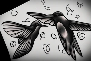 Colibri avec dans la queue la lettre L et C tattoo idea