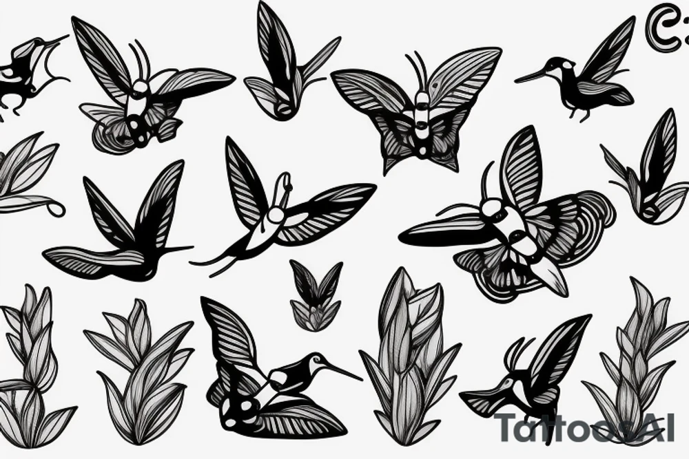 Colibri with thé letter L and C tattoo idea