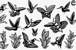Colibri with thé letter L and C tattoo idea
