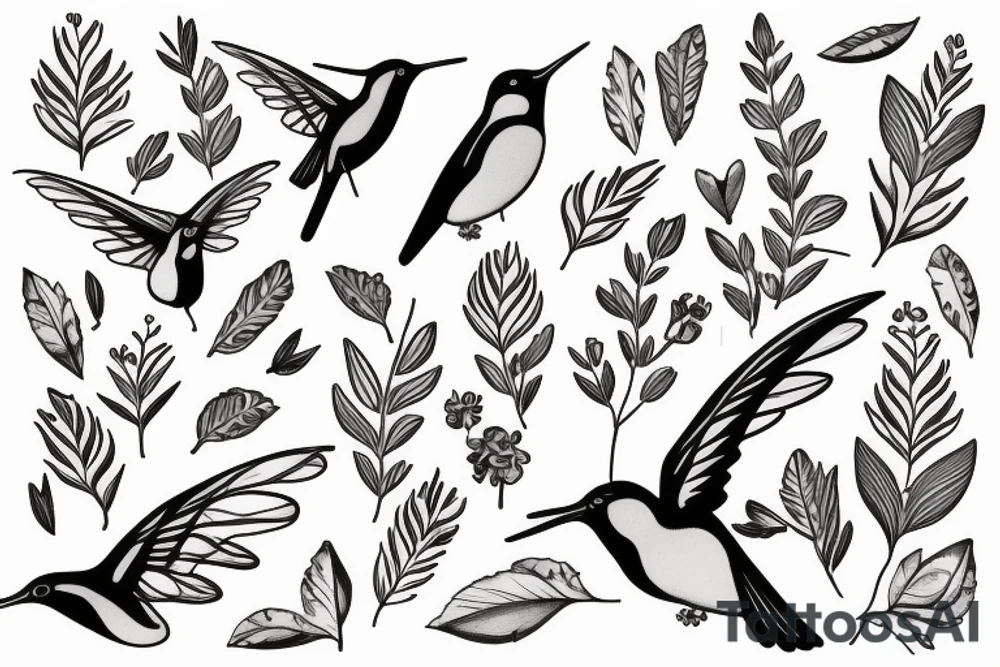 Colibri with thé letter L and C tattoo idea