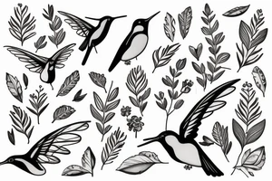 Colibri with thé letter L and C tattoo idea