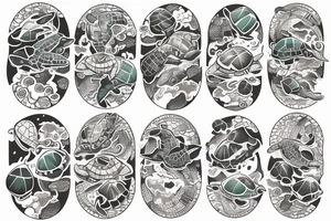 sea turtle with an earth map on its shell tattoo idea