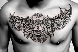 Bull head tattoo on a chest for man tattoo idea