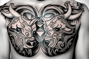 Bull head tattoo on a chest for man tattoo idea