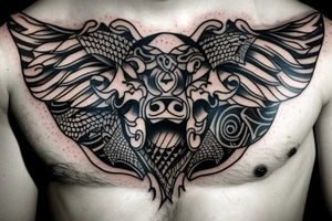 Bull head tattoo on a chest for man tattoo idea