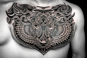 Bull head tattoo on a chest for man tattoo idea