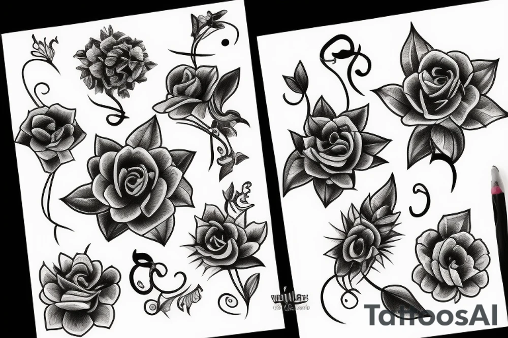 vines with flowers tattoo idea