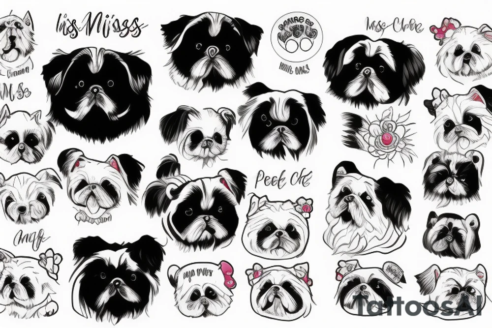 Miss Chan takes care of  Pekingese dog tattoo idea