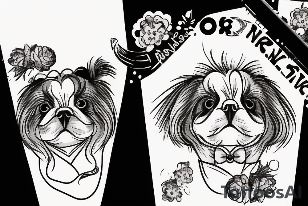 Miss Chan takes care of  Pekingese dog tattoo idea
