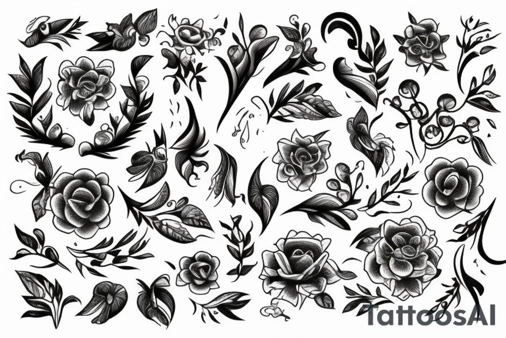 long vines with flowers tattoo idea