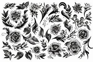 long vines with flowers tattoo idea