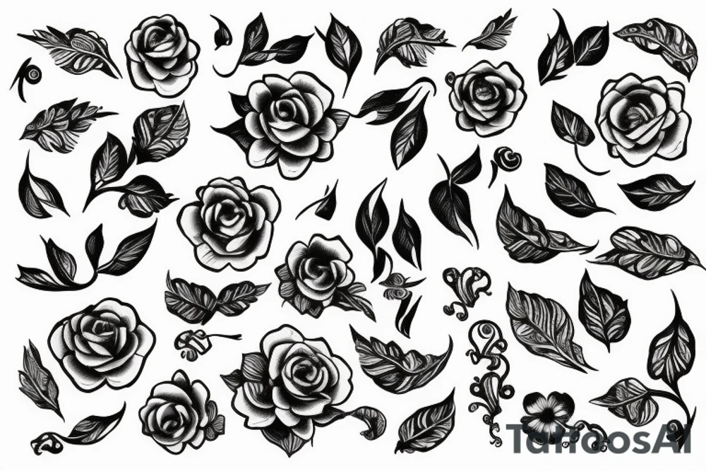 long vines with flowers tattoo idea