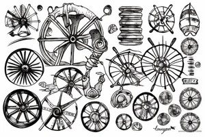 Ship’s wheel with low tide imagery tattoo idea
