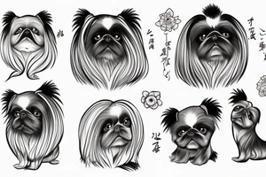 Old Chinese lady Pekingese dog tattoo idea