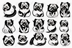 Old Chinese lady hugs Pekingese dog tattoo idea