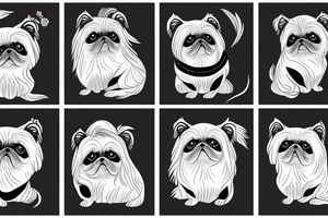 Old Chinese lady pets a Pekingese dog tattoo idea