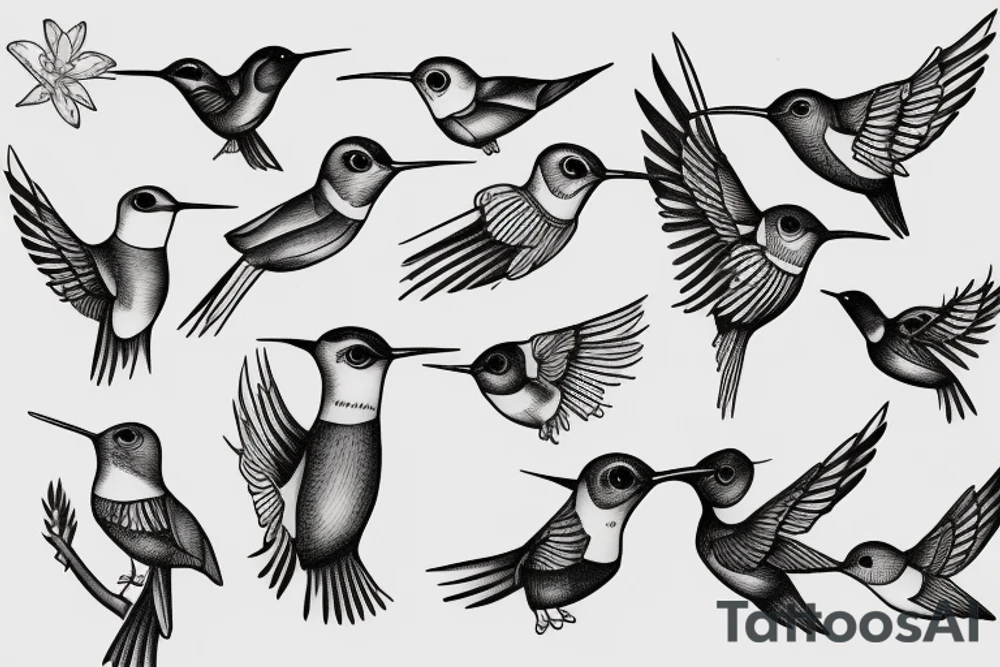humming-bird sisters tattoo idea