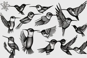 humming-bird sisters tattoo idea