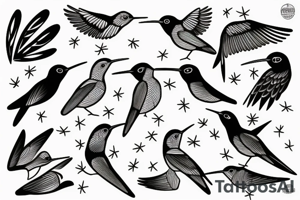 humming-bird sisters tattoo idea