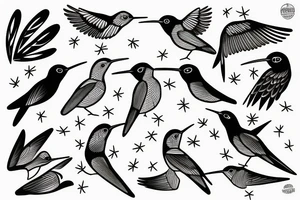 humming-bird sisters tattoo idea