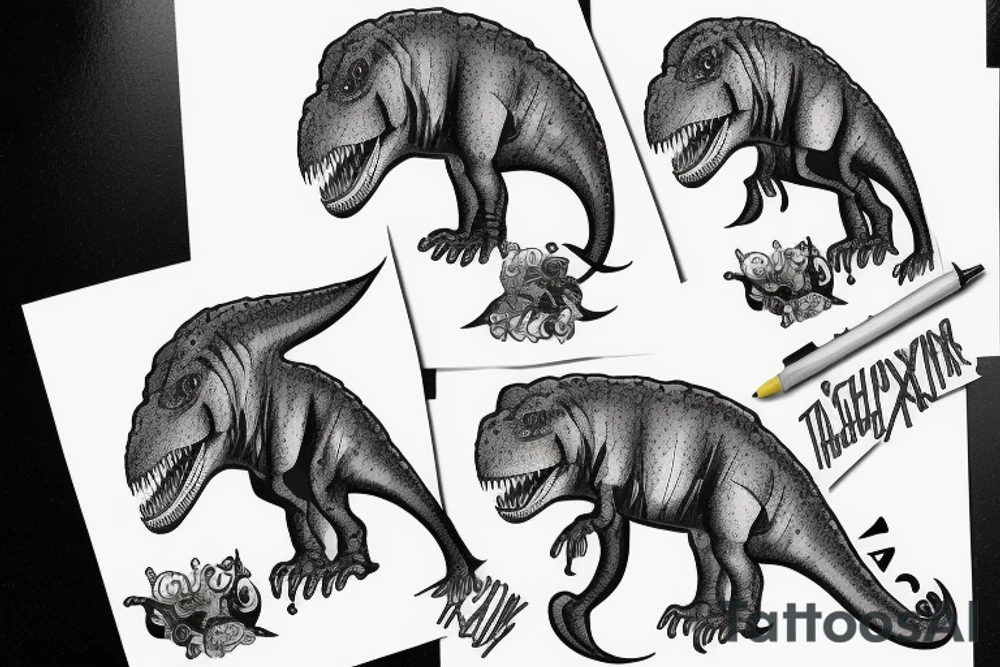 Tyrannosaurus rex wearing high heels tattoo idea