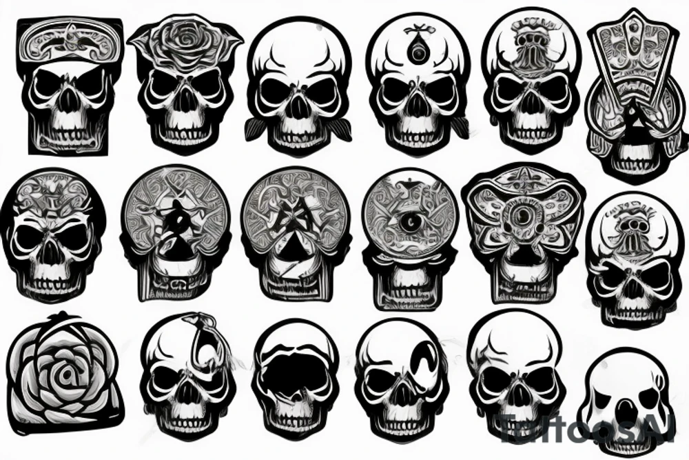 Skull with third eye and german helmet tattoo idea