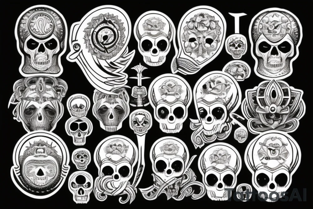 Skull with third eye and german helmet tattoo idea