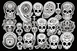 Skull with third eye and german helmet tattoo idea