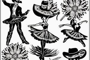 Cowboy dancing with ballerina tattoo idea