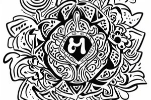 lotto flower with a disguised letter N - very minimalistic - the Om can be added as well tattoo idea