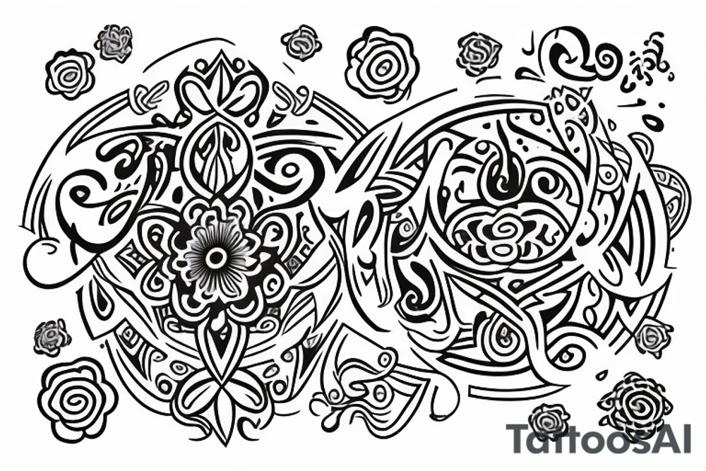 lotto flower with the om with a disguised letter N tattoo idea