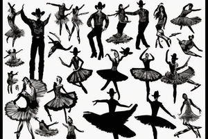 Cowboy dancing with ballerina tattoo idea