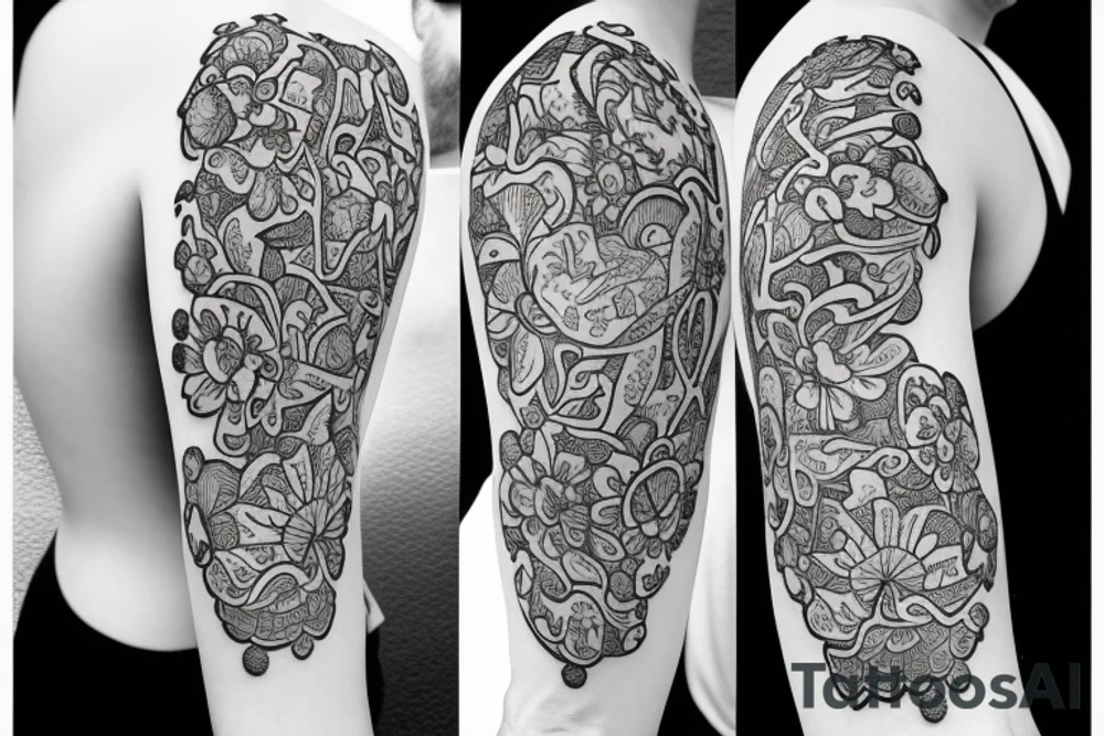 lotto flower with a disguised letter N tattoo idea